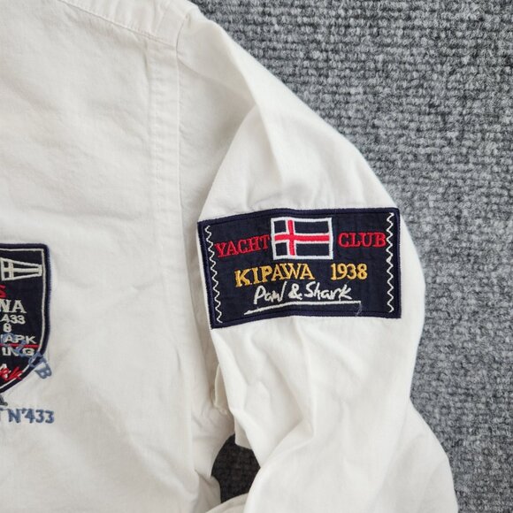 Paul & Shark Cotton Graphic Print Button-Down Medium White Shirt Men Long Sleeve - Picture 12 of 16